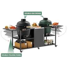 Outdoor Grill Cart with Wheels – Heavy-Duty Grill Carts Outdoor, 304 Stainless Steel Grill Table, BBQ Cart with Storage, Foldable Grilling Table & Prep Station
