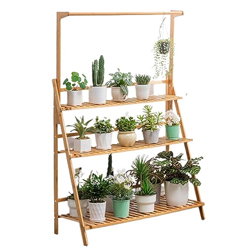 Hanging Plant Stand 2 Tier Ladder Flower Indoor Plant Trellis Wood Flowerpot Stand For Multiple Pot Plant Shelf For Window Balcony Living Room Ladder Frame Moisture-proof Flower Display Rack