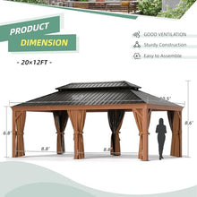 Jolydale Sonegra 12' x 20' Hardtop Aluminum Gazebo with Double Roof & Netting Brown
