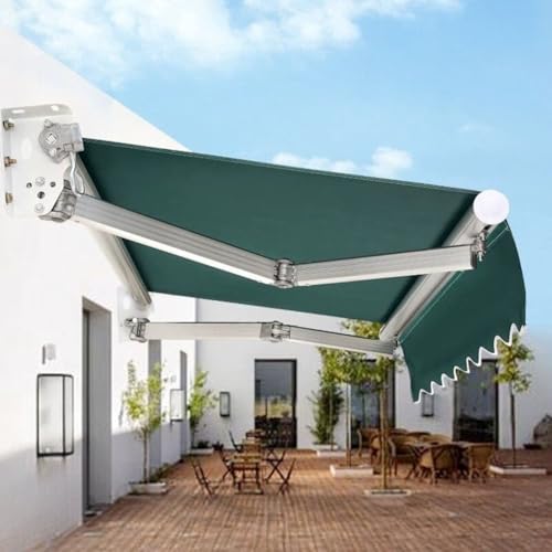 Etlegor Patio Awning Retractable, Assembled Manual Sunshade Shelter Aluminum Frame Outdoor Window Door Awning Deck Canopy Balcony Yard Business(4x3m/13x9.8ft)