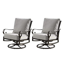 Oakland Living Aluminum Outdoor Swivel Club Rocking Chairs Set of 2 with Thick Grey Cushions Antique Copper