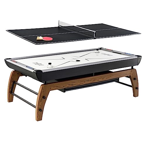 Hall of Games Edgewood Air Powered Hockey Table Tennis Top 2-in-1 Wood Grain
