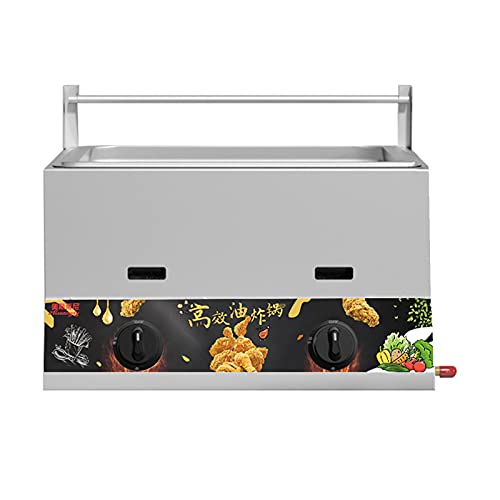 ERoomQ Gas Fryer, Large Capacity Stainless Steel Fryer for Home and Commercial, Adjustable Firepower,with Baskets and Lids, for Chips Donuts Fish,Single Cylinder + Fried Blue,Big Single Tank