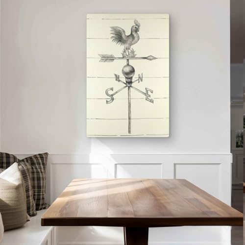Begin Home Decor C1MP243694X5P8 24 x 36 in. Vintage Weathervane Wall Art - Beige Rustic Metal Print