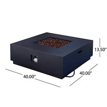 Christopher Knight Home Wellington Outdoor Iron 40" Square Fire Pit - 50,000 BTU, Dark Grey