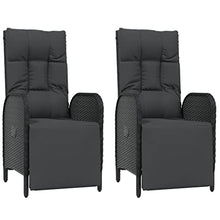 fsahslih 5 Piece Patio Dining Set Black Poly Rattan Reclining Chairs