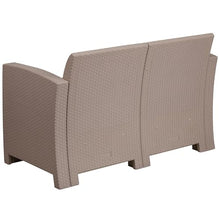 Flash Furniture Seneca Light Gray Faux Rattan Loveseat with All-Weather Light Grey Cushions