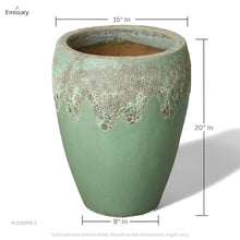 Emissary Home and Garden 16in. L x 20in. H Reef/Spa Blue Stoneware Round Planter with High-fire Treatment (Set of 1)