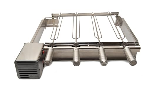 Brazilian BBQ Rotisserie Grill Stainless Steel 4 Skewers Left Side Motor