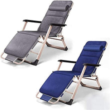 sdneNest Folding Deck Chair Zero Gravity Recliner Chairs Padded Seat Adjustable Patio with Lumbar Support Pillow Multicolor Optional Sun Lounger Garden-One Size_Navy.Grey-One Size