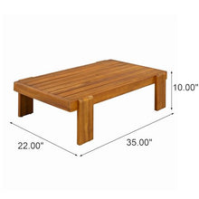 Merax 2 Piece Patio Loveseat & Coffee Table Set with Acacia Wood Frame, Waterproof Cushions & Round Backrest for Garden, Deck & Balcony, Beige+Teak