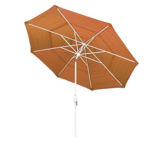 California Umbrella 11' Round Crank Lift Patio Umbrella Aluminum Pole Fiberglass Rib Tuscan