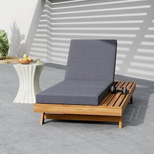 Merax Acacia Wood Chaise Lounge Chair Outdoor Set of 4, Patio Recliner with 4 Position Adjustable Backrest and 4" Thick Triple-fold Cushion
