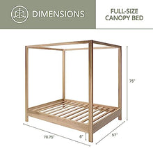 American Furniture Classics Full Canopy Bed with Raised Platform Unfinished Poplar