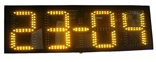 GOWE large size outdoor waterproof 8inch 4digits amber color time and temperature clock