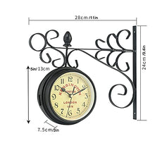 EHVYBDX Wall Clock, Outdoor Garden Double Sided Wall Clock, Retro Metal Silent Station Clock, Operated Decorative Antique Hanging Clock for Indoor and Outdoor 5 ?in