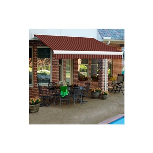 Awntech Retractable Awning Left Motor 18'W x 10'D x 10" H Burgundy/Tan