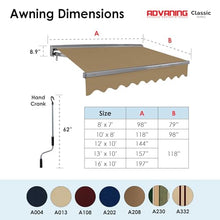 ADVANING Classic Series 8'X7' Electric Retractable Awning, 100% Acrylic UV+ Sun Shade Canopy, Canvas Umber (Solid), EA0807-A208H
