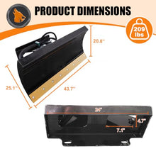 Mini Skid Steer Loader Attachments Hydraulic Dozer Blade, 43" Wide Snow Plow Blade, Max Tilt Angle of 30 °, Loader Accessory for Handling Snow, Accumulated Soil and Debris