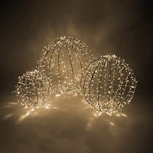 Wintergreen Lighting Commercial LED Large Light Ball Christmas Light LED Sphere Outdoor Christmas Light Decoration, Fold-Flat Metal Frame (37, White Frame/Warm White Lights)