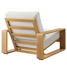 Modway Lirienne Aluminum Faux Wood Set of 2 Outdoor Armchairs in Ivory Natural – All-Weather Backyard Patio Accent Chairs with Weather-Resistant Woven Fabric Cushions