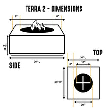 36" Premium “Terra 2" Square Concrete Fire Bowl - Heavy Cement Natural Gas Fire Pit - Modern Outdoor Fire Table with Key Valve GFRC (36” L x 36” W x 16” H) (Natural Grey)