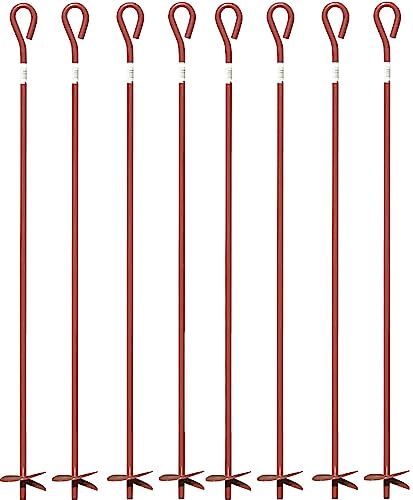 48" x 6" Screw in Auger Type Steel Earth Anchor Tie Down Stake - Pack of (8)
