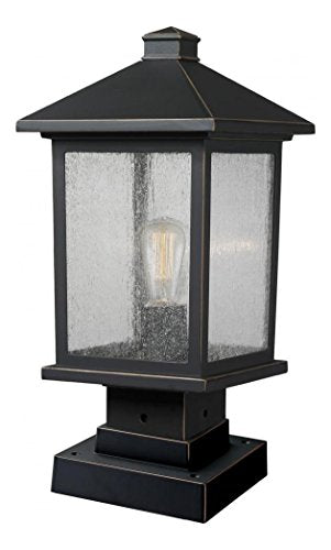 531PHMS-SQPM-ORB Oil Rubbed Bronze Portland 16.875" Tall 1 Light Outdoor Lantern Pier Mount Light