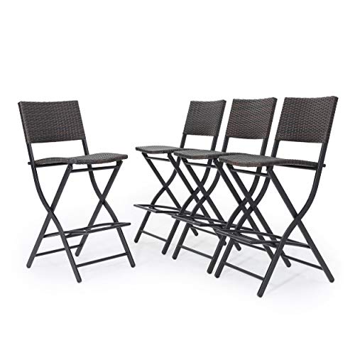 Christopher Knight Home Margarita Outdoor Wicker Barstools, 4-Pcs Set, Multibrown