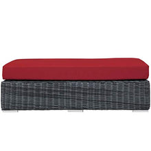 America Luxury - Outdoor Modern Contemporary Patio Lounge Chair Ottoman Rattan Wicker Red
