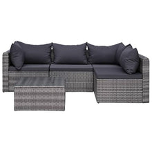 Heofavd 9 Piece Grey PE Rattan Patio Conversation Set, Modular Outdoor Sectional Furniture, Powder-Coated Steel Frame, Glass Table, Seats 8-9 for Garden, Balcony, Backyard and Sunroom