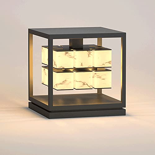 ZEELYDE Post Lights Outdoor,Chinese Classic Pillar Lamp Imitation Marble Gate Pillar Light Villa Garden Floor Lamp Outdoor Waterproof Lawn Landscape Light LED Night Security Lighting Fixtures