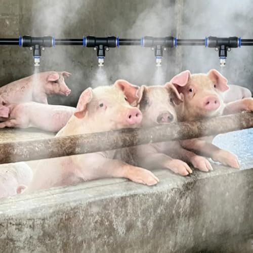 Farm Irrigation Kit for Chicken/Pigs Sheds, Balcony Wall-Mounted Drip Irrigation Gardening System, Site Fence Sprinkler Kit for Misting Dust Control