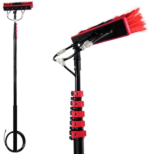 NYANS Cleaning Brush for Solar Panel Window, Solar Panel Cleaning Brush and Pole Water Fed Pole Kit, 180°Flexible Rotate Brush Head, for Cleaning Solar Photovoltaic Panels,10.8m(36ft)