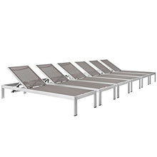 Modway Shore Aluminum Textilene Mesh Outdoor Patio Chaise Lounge Chairs Grey