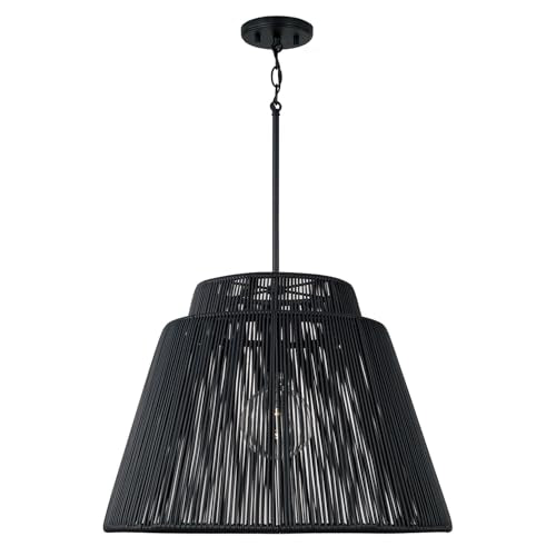 Capital Lighting 956311OK Jasper Transitional Indoor/Outdoor Medium Pendant, 1-Light 100 Watt, 17" H x 23" W, Oynx and Black
