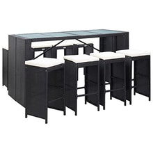 YUHI-HQYD 9 Piece Patio Bar Set,Balcony Bar,Backyard Decor,Balcony Furniture,High Foot Bar,Afternoon Tea Suit,Perfect for Patio, Garden, Porch,Family Room,Sitting Area, Poly Rattan Black