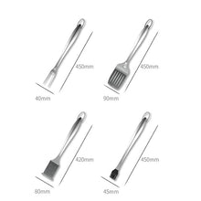 5 piece Set of Stainless Steel BBQ Barbecue Forks Food Tongs Oil Brushes Cooking Tools