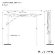 Midtown Umbrellas 9x9 Ft Outdoor Cantilever Patio Umbrella Black Frame Sunbrella Red