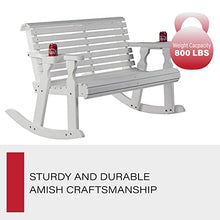 Amish Casual Heavy Duty 800 Lb Roll Back Pressure Treated Double Rocker with Cupholders (Semi-Solid White Stain)