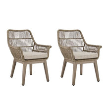 Signature Design by Ashley Beach Front Casual Outdoor Arm Chair with All-Weather Cushion, Set of 2, Resin Wicker with Aluminum Frame, 18.5" Seat Height, Beige
