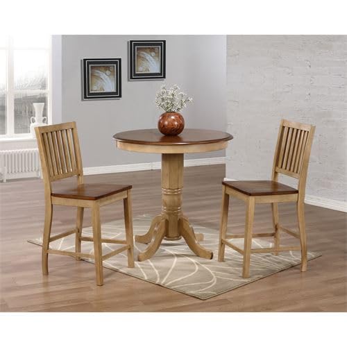 212 Main Brook 3 Piece Round Pub Table Set with Slat Back Stools Multicoloured