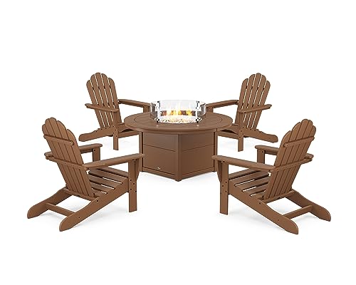 Trex Outdoor Furniture 5-Piece Monterey Bay Adirondack Conversation Set with Fire Pit Table in Tree House