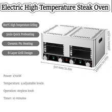 PweKzxt Commercial Steak Oven, Electric Steak Broiler,Tier Stainless Steel Steak Grill with Timer, Adjustable Temperature, for Cooking Steak, Vegetables, Fruits B