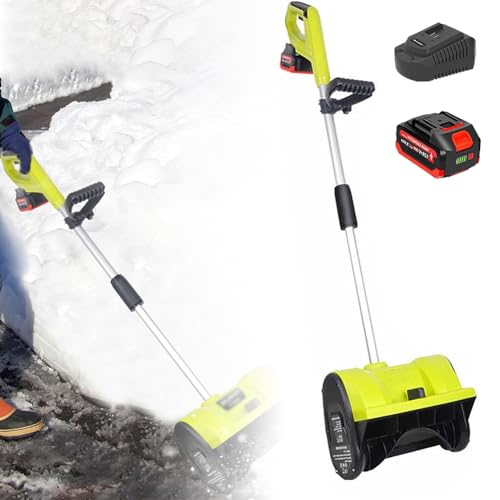 KJLYLPP 1200W Electric Snow Blower, 36×16cm Snow Removal Tool, Rechargeable Shovel Snow Thrower with 4.0Ah Li-ion Battery & Charger, Outdoor Snow Clearing Artifact (OneBattery)