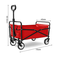 PUCNHZYNW Handcart, Folding Garden Trolley Cart Heavy Duty Wagon Multi-Function Shopping Cart for Outdoor Camping Beach Supermarket Pull Truck with 4 Wheels, Load 60Kg/Black
