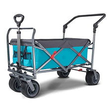 Heavy Duty Wheelbarrow Large All-Terrain Garden Cart Beach Wagons with Big Wheels with Brake Foldable Wagon Cart Suitable for Any Terrain (Blue)