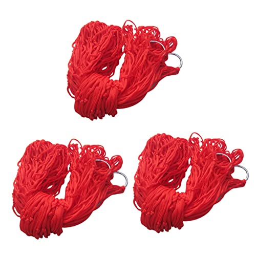 MaGiLL 3pcs Nylon Rope Mesh Hammock Patio Hanging Chair Rope Tree Hammock Rope Hammock Chair Hanging Nap Bed Nylon Mesh Hammock Meshy Rope Hammock Travel Red Outdoor Leisure Hanging Net