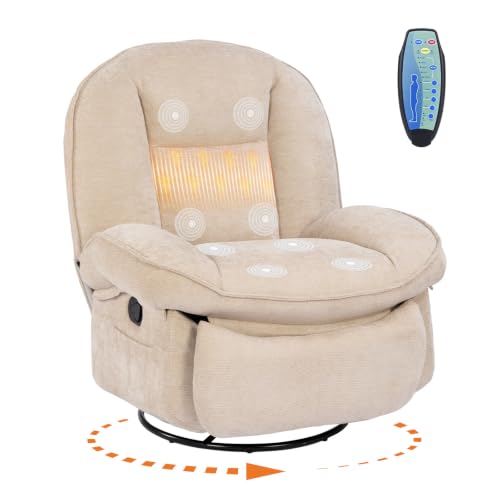 Garvee 360° Swivel Rocker Oversized Recliner Chair with Massage & Heating