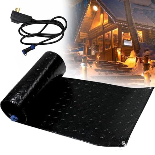 iumLeap Heated Snow Melting Mats, Non-Slip PVC Outdoor Driveway Mats with Power Cord, Rubber Snow and Ice Melting Pads, 5pcs-25.4 * 121.9cm